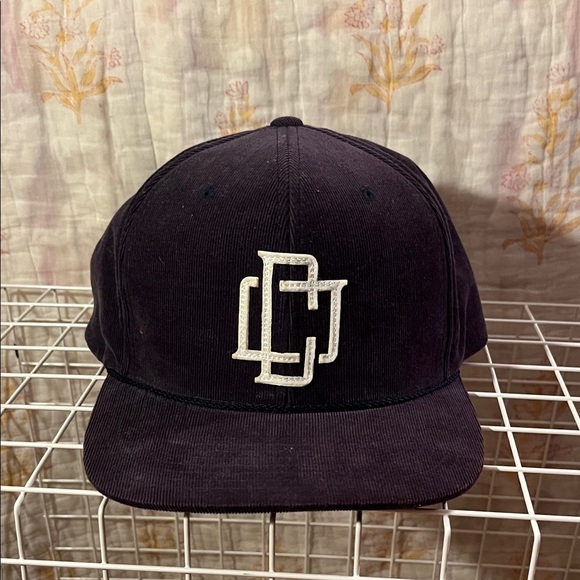 Blue Corduroy SnapBack Cap with White DC Logo all cotton adjustable sizing - Picture 7 of 13